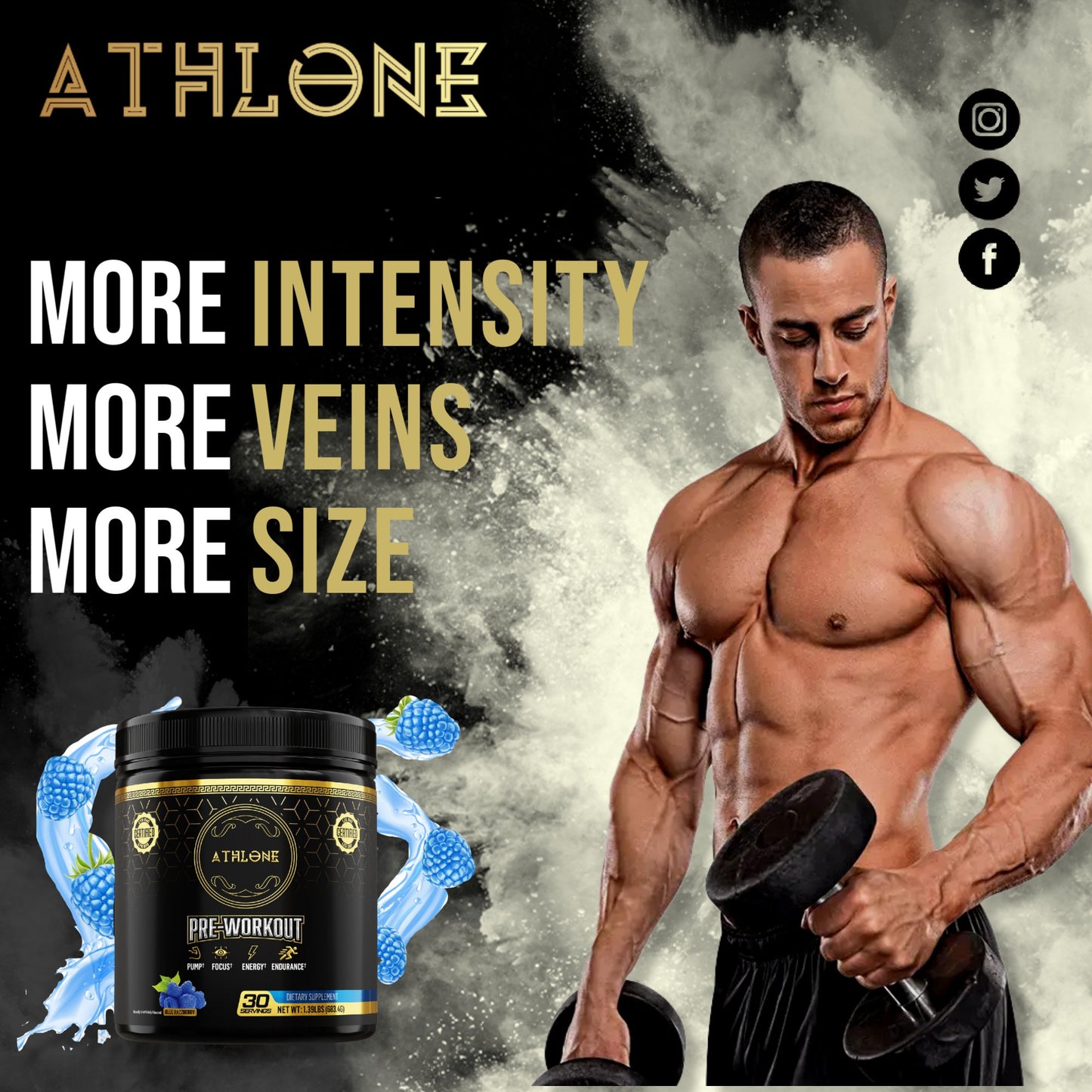 Athlone Blue-Razz Pre-Workout Powder - Athlone Supplements