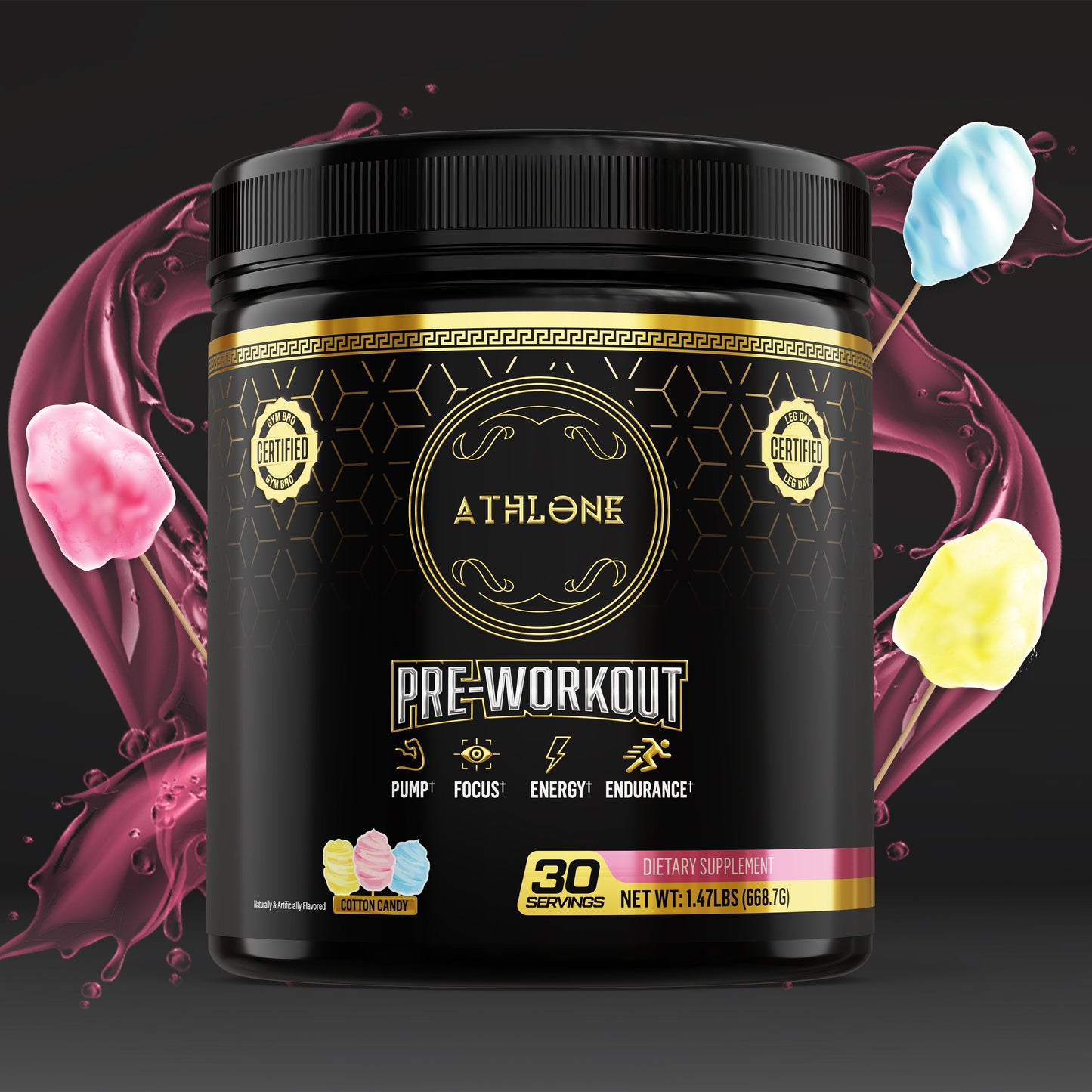 Athlone Cotton Candy Pre-Workout Powder - Athlone Supplements